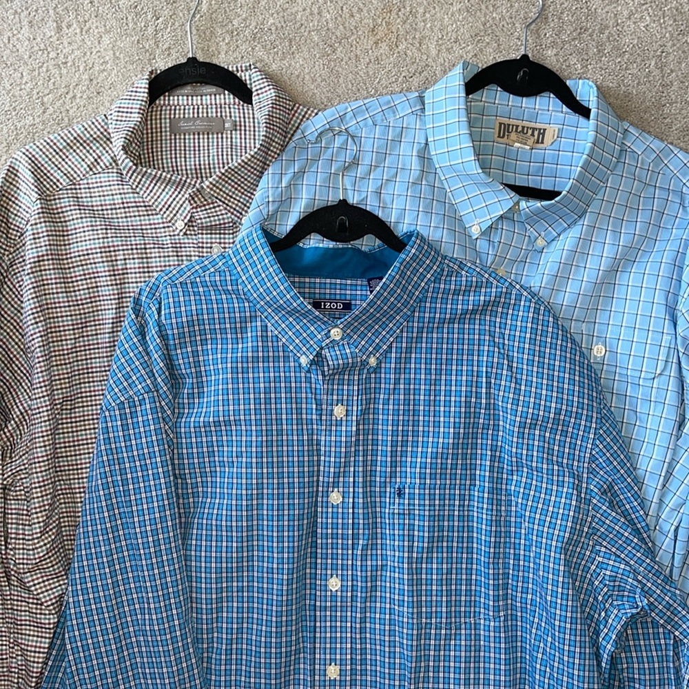 👔 bundle of 3 Men’s 3X long sleeve dress shirts blue/brown